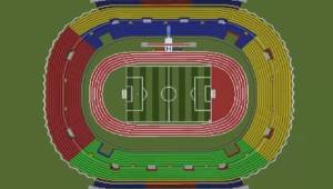 Así luce el estadio Olímpico desde la vista aérea de Minecraft.