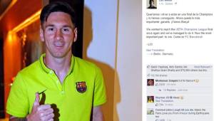 Este es el mensaje que posteó Lionel Messi en Facebook previo a la gran final de Champions.