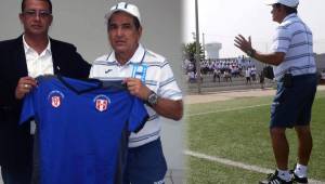 Jorge Luis Pinto al momento de recibir la camisa de la escuela de entrenadores de Perú. FOTO: Cortesía.