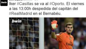 Este fue el tuit que publicó Bwin de España sobre Iker Casillas.