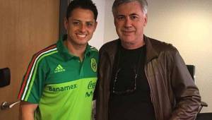 Esta es la foto que colgó Carlo Ancelotti de su reencuentro con Javier 'Chicharito' Hernández.