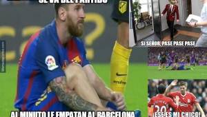 Luego de ir ganando, Barcelona terminó empatando 1-1 con Atlético de Madrid en el Camp Nou. Messi salió lesionado y un minuto después les igualaron y en los memes no perdonaron a los culés.
