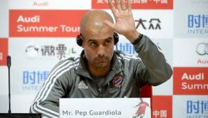 Pep Guardiola durante la conferencia de prensa.