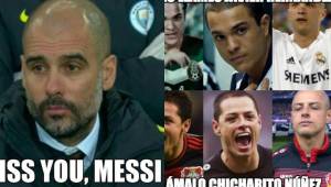 Tremendas burlas han llegado en las redes sociales para Guardiola y para el delantero mexicano tras quedar eliminados en octavos de final de la Champions League.