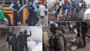 Antes de que iniciara el juego entre el Motagua y Marathón en el estadio Nacional de Tegucigalpa, las barras se enfrentaron.