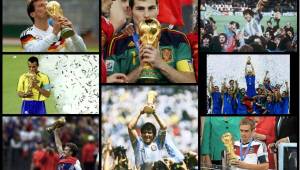 Las postales que han quedado para la historia, los capitanes que han levanado el campeonato del mundo para su selección.