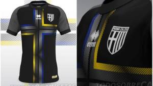 La preciosa camisa alternativa del Parma Calcio 1913 para la temporada 2018/19 en la Serie A de Italia.