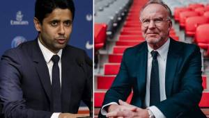 Nasser Al-Khelaifi, presidente del PSG, y Karl-Heinz Rummenigge, Director General del Bayern Múnich.