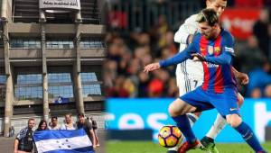 Los aficionados hondureños presentes en el estadio Santiago Bernabéu para ver el clásico Real Madrid vs Barcelona que se disputa este domingo. Fotos cortesía