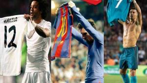 Marcelo, Messi y Cristiano Ronaldo han celebrado enseñando su apellido a la afición rival.