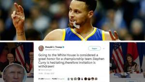 El presidente de EEUU, Donald Trump, retiró la invitación para visitar la Casa Blanca que había enviado a Stephen Curry, la estrella de la NBA que juega en los Golden State Warriors.