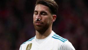 Ramos no completó el Derbi de Madrid por su lesión en la nariz.