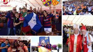 Barcelona y Valencia se miden está tarde por la final de la Copa del Rey y los aficionados de ambos equipo llegaron a la ciudad de Sevilla para poner un gran ambiente. Aquí las mejores imágenes.