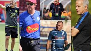 Los entrenadores interinos en Concacaf, Tuca Ferreti, Gary Stempel, Ronald González, Carlos Tábora y Dave Sarachan.