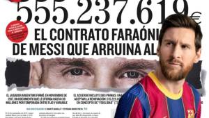 -El periódico El Mundo sacó a la luz el monumental contrato del delantero argentino de Lionel Messi, que según ellos, sería el causante de la crisis económica del equipo azulgrana.
