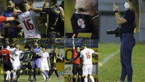 El clásico entre Real España y Olimpia terminó en pelea; el árbitro Saíd Martínez tuvo su propio show tarjeteando jugadores y cometiendo errores graves en el partido. Una linda chica se robó las miradas. Fotos: Neptalí Romero