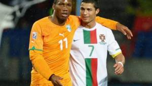 Didier Drogba y Cristiano Ronaldo se enfrentaron con sus selecciones en el Mundial de Sudáfrica 2010.