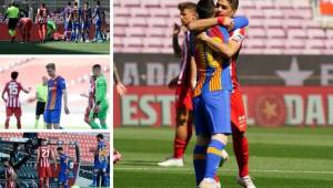 Te presentamos las mejores imágenes del empate del Barcelona y Atlético de Madrid. Luis Suárez regresó al Camp Nou y pasó de todo.