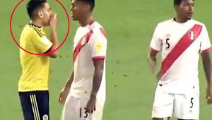 Momentos cuando el colombiano Radamel Falcao, presuntamente se ponía de acuerdo con jugadores peruanos y al final el partido finalizó igualado. Foto cortesía