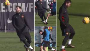 El show de Lionel Messi en cada entrenamiento del FC Barcelona.