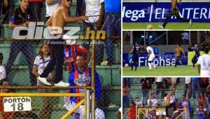 Olimpia empató con Motagua con gol de Roger Rojas al último minuto. Los jugadores Azules protestaron por que en ese momento un aficionado se metió al campo y también 'definió'. El lente de DIEZ lo identificó.