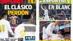 La victoria del Real Madrid 2-0 sobre el Barcelona acapara las portadas internacionales. Acá te las mostramos.