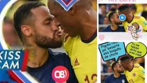 Neymar lanzó un beso a Yerry Mina tras un roce entre ambos jugadores y los memes destrozan al crack brasileño.
