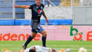 El delantero de Motagua celebra su gol ante Real España en el Nacional.