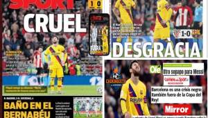Estas son las principales portadas de los diarios deportivos en el mundo tras la eliminación del Real Madrid y Barcelona en la Copa del Rey.