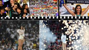 La cantante británica llevó a cabo un tremendo espectáculo antes del inicio del partido entre Real Madrid y Liverpool. En las graderías también se ha vivido una fiesta.