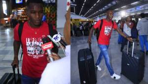 Rubilio Castillo en su salida para Portugal tras los partidos con la selección de Honduras. Foto: Moisés Valenzuela.