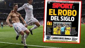 El diario Sport calificó del ''Robo Del Siglo'' la clasificación del Real Madrid.
