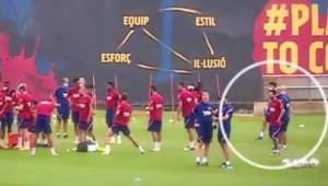 Imagen de Lionel Messi durante la sesión de entrenamiento de Barcelona.