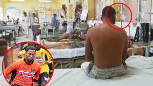El portero Elmer Canales en la cama del Hospital Regional de Santa Rosa de Copán donde se recupera y este jueves lo van a operar para sacarle la bala de la cabeza.