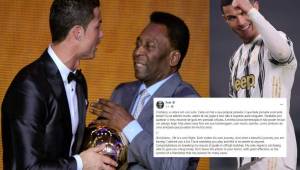 Pelé felicitó a Cristiano Ronaldo por sus redes sociales tras que el jugador de la Juventus haya superado su récord de goles a nivel de clubes.