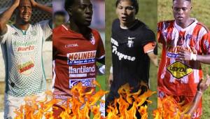 Brunet Hay Pino, Russel Cacho, Carlos Sánchez y Marvin Bernárdez, jugadores que luchan por no descender con sus equipos.