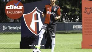 Cristian Cálix durante su presentación como nuevo jugador del Atlas de México donde jugará durante los próximos cuatro años. Foto cortesía Atlas