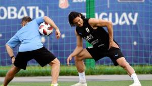 El delantero uruguayo Edinson Cavani en los entrenamientos del Mundial de Rusia. Fotos AFP