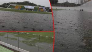 La selección de Honduras tuvo que retrasar su entrenamiento debido a una fuerte tormenta en Comayagua que terminó inundando el estadio Carlos Miranda.