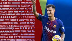 Coutinho en su presentación como nuevo jugador del Barcelona.