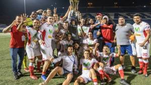 Los jugadores del Real Estelí festejan el título del Clausura 2020 en Nicaragua. Foto AFP