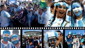 Los aficionados argentinos armaron tremenda fiesta en la previa del juego contra Nigeria y pintaron de azul y blanco San Petersburgo.