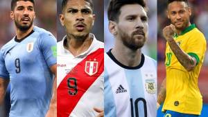 Luis Suárez, Paolo Guerrero, Lionel Messi y Neymar, cuatro grandes protagonistas de la eliminatoria de Conmebol.