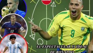 El exdelantero brasileño y campeón del Mundo, Ronaldo Nazario, publicó este sábado su 11 ideal de cara al Mundial de Rusia 2018. Como es una costumbre previo a la Copa del Mundo, el 'Fenómeno' dio a conocer a su equipo histórico en el que dejó fuera a Cristiano Ronaldo e incluyó a una figura del Barcelona. Además él mismo se incluye en este cuadro lleno de estrellas.