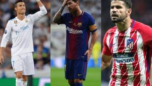 Cristiano Ronaldo, Lionel Messi y Diego Costa, tres de los mejores delanteros de La Liga.