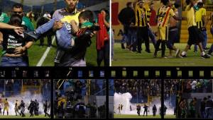 El derbi sampedrano de la semifinal de ida del torneo Apertura entre Real España y Marathón se vio manchado por la violencia.