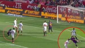 Messi marcó un verdadero golazo de volea frente al Sevilla.
