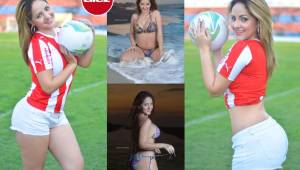 La hermosa Nelly Reyes radica en La Ceiba y dice que sueña con ver al Vida campeón de Liga. FOTOS: Cortesía Óscar David.