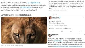 Periodistas hondureños, mexicanos y directivos de Olimpia han escrito en sus redes sociales a horas del Tigres-Olimpia. Leeremos un poco de lo que se vive en redes en momentos donde se vive la previa de esta semifinal.