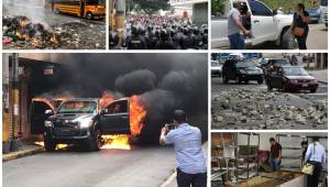 La capital de Honduras se vio paralizada a medias este martes por las tomas y protestas. Acá las imágenes.